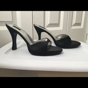 Black slip on sexy heels